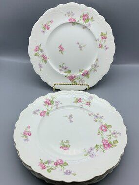 Vtg Johnson Bros Pink Rose Scalloped Edge Dinner Plates (set of 6) Made England